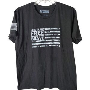 Rags of Honor Mens Black Land of the Free Graphic Tee Shirt Size L Camo Flag